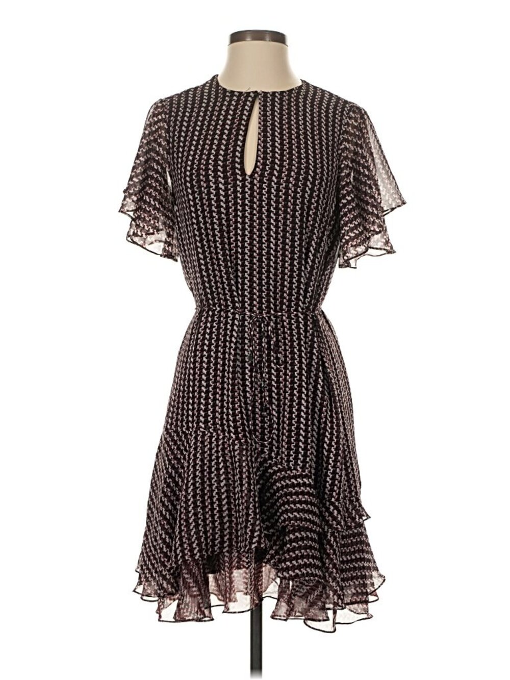 Reiss Anna “New Generation” Flounce Sleeve Dress Berry Print Size 4 - Picture 3 of 7